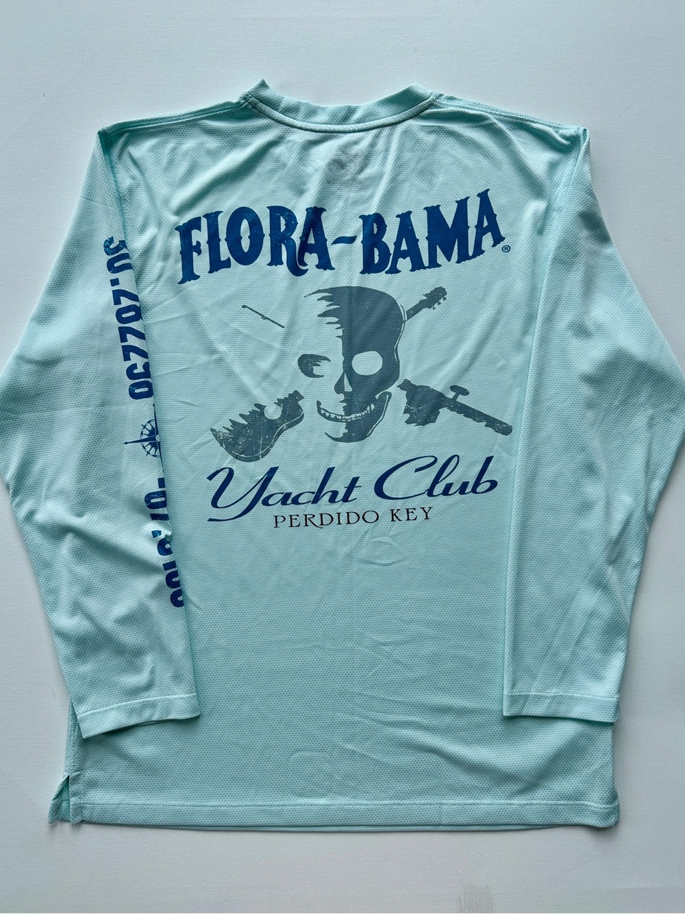 Flora-Bama Yacht Club Long-Sleeve Pirate LogoPerformance Shirt in Mint-Small